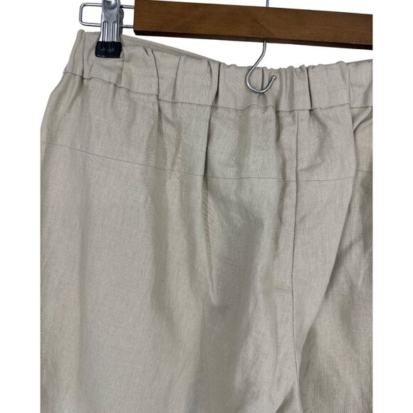 J. Crew Womens Beige Linen-Blend With Elastic Waist & Tie Belt Ankle Pants Sz 12 - Picture 4 of 10